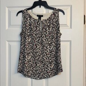 White House Black Market Black Pink and White Patterned Tank Top